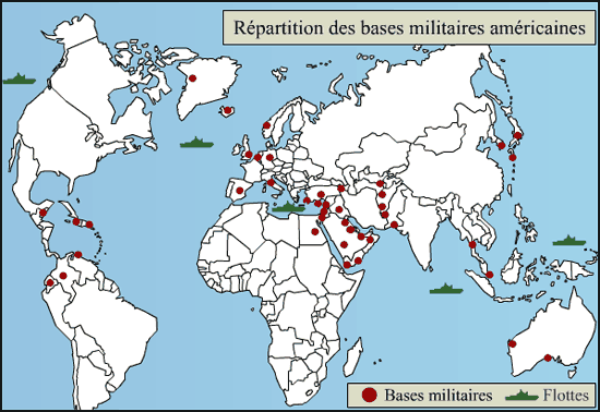Rpartition des bases militaires amricaines
