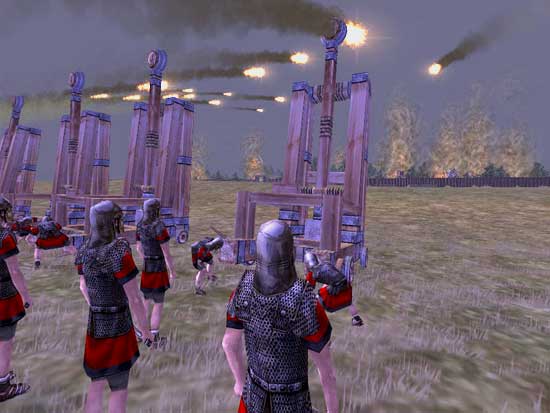 Les Romains en action ! Scène tirée du jeu « Rome : Total War »